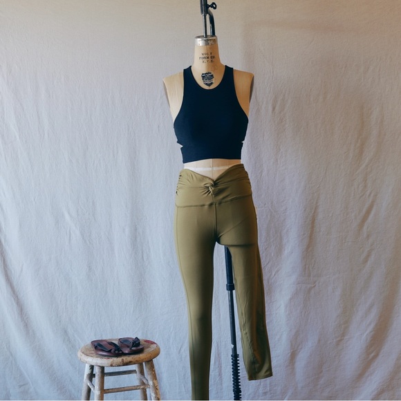 Free People Movement Breathe Deeper Leggings in Dusted Military - Picture 4 of 12